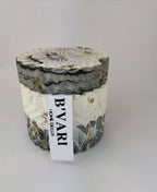 Marble Geometric Round Storage Jar —  Marble & Gold Leaf