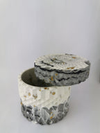 Marble Geometric Round Storage Jar —  Marble & Gold Leaf