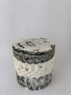 Marble Geometric Round Storage Jar —  Marble & Gold Leaf