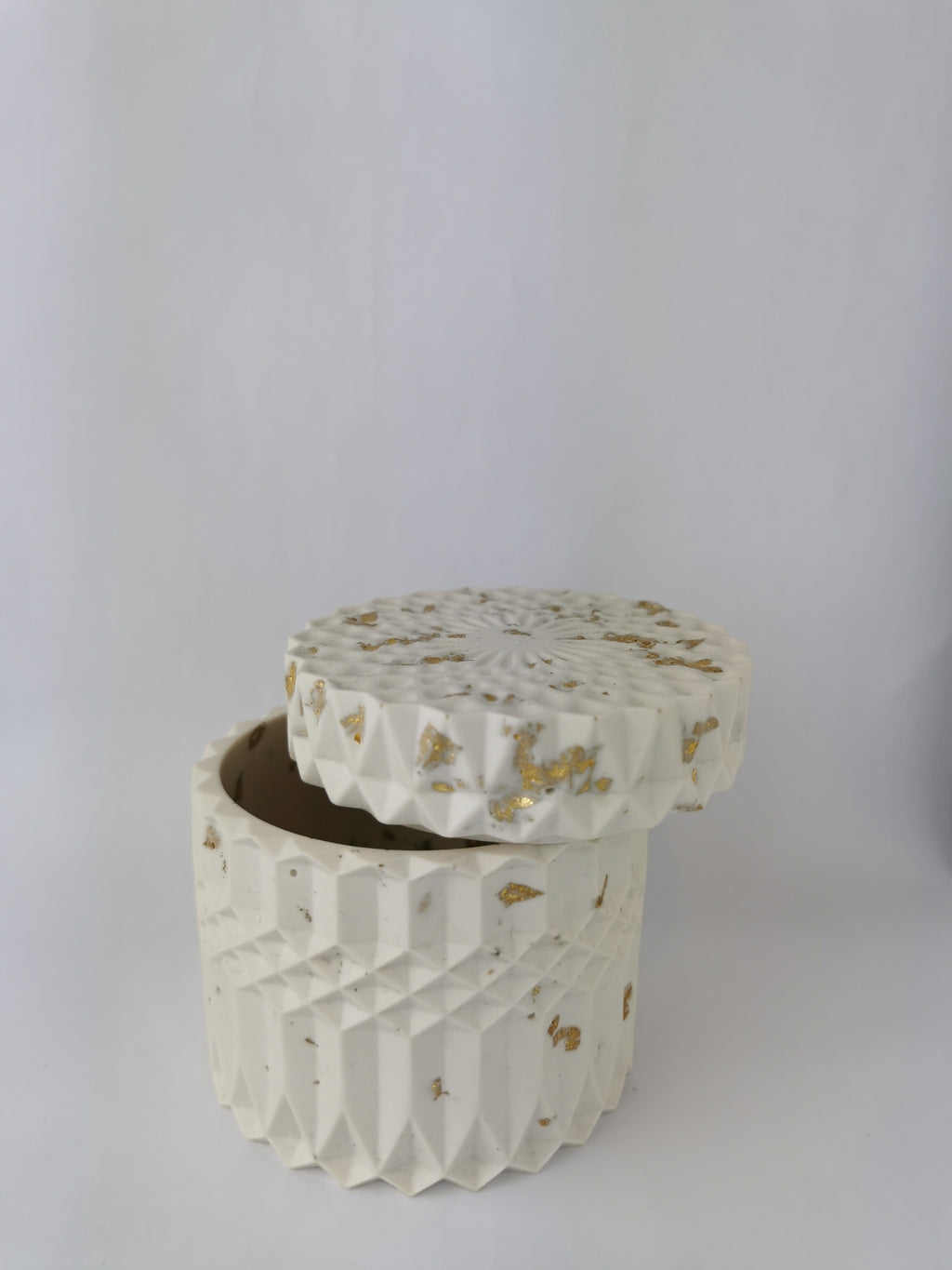 Luxury Gift Set — Large Marble Tray & Geometric Jar (Gold Leaf)