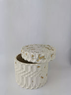 Luxury Gift Set — Large Marble Tray & Geometric Jar (Gold Leaf)
