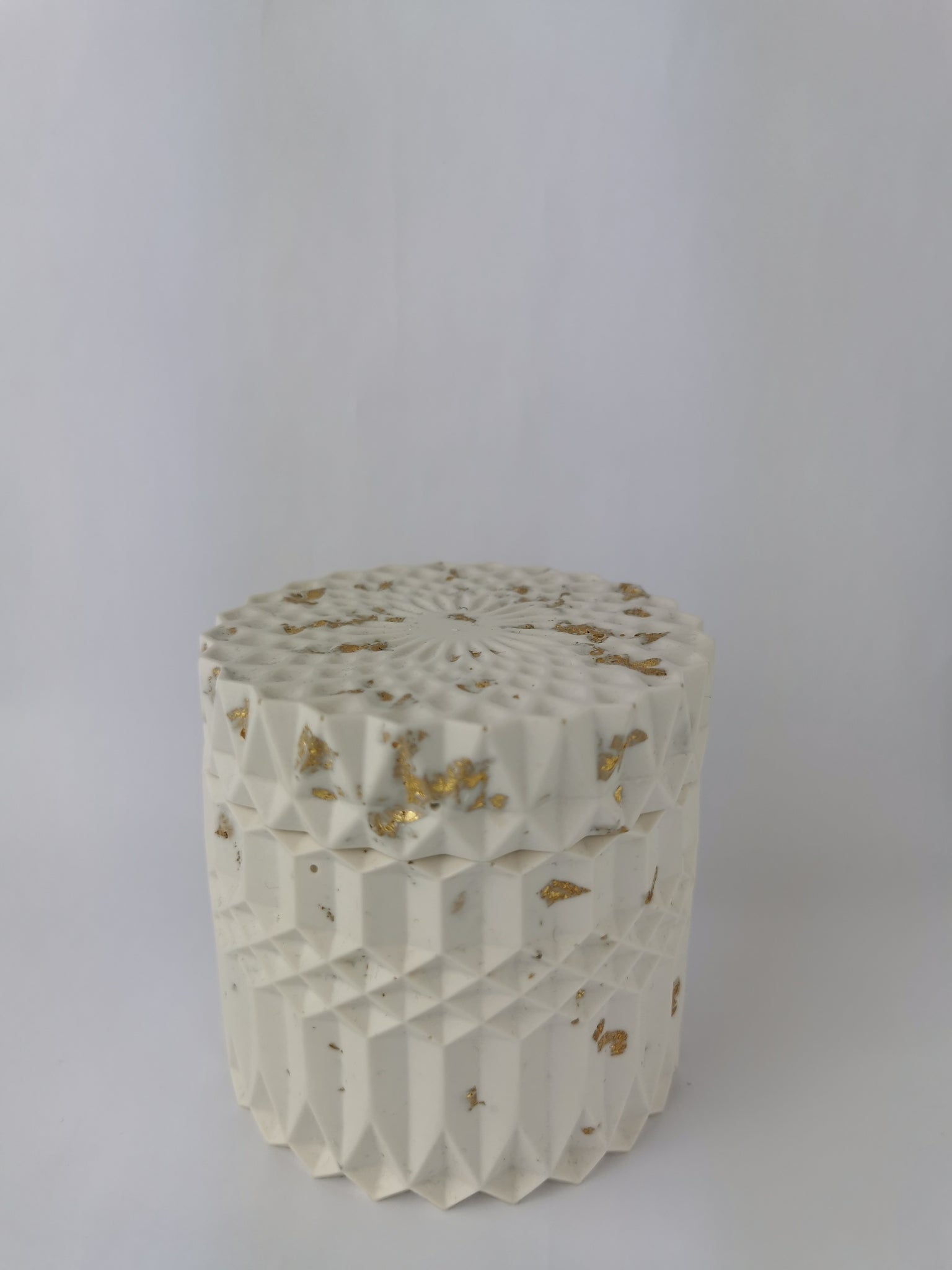 Luxury Gift Set — Large Marble Tray & Geometric Jar (Gold Leaf)