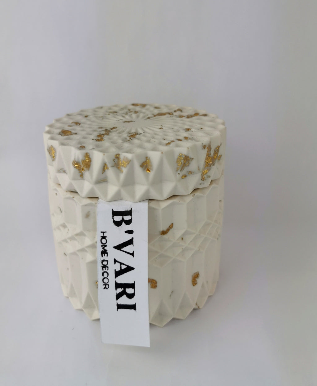 Geometric Round Storage Jar & Lid — Gold Leaf