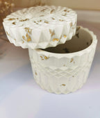 Geometric Round Storage Jar & Lid — Gold Leaf
