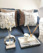 Luxury Gift Set — Large Marble Vanity Tray & Carousel Ribbed Jar