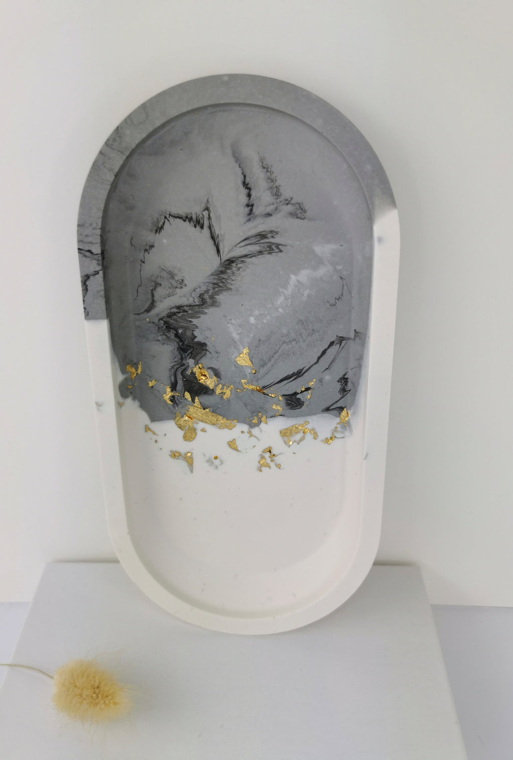 Marble Oval Tray — Marble & Gold Leaf