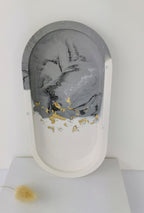 Marble Oval Tray — Marble & Gold Leaf