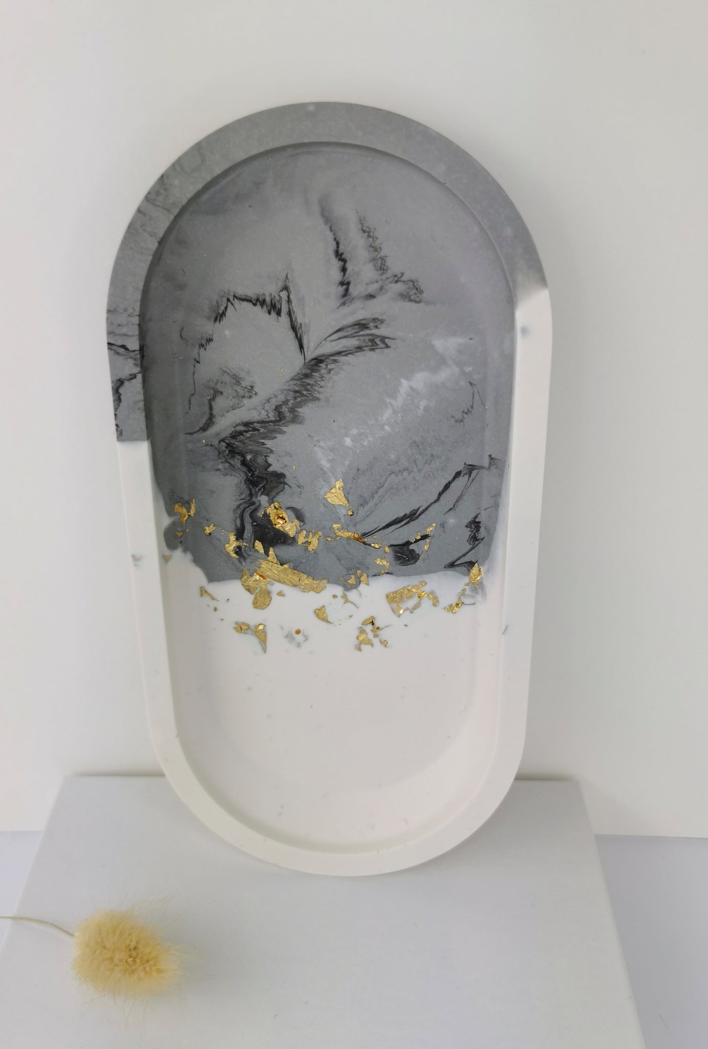 Marble Oval Tray — Marble & Gold Leaf