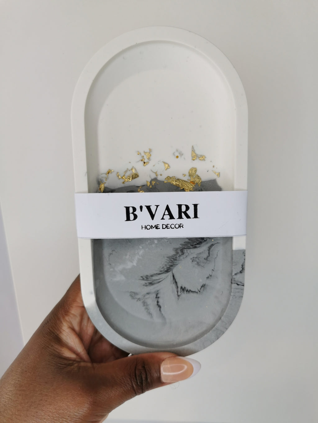 Marble Oval Tray — Marble & Gold Leaf