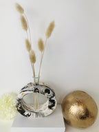 Black Marble Vase with Propagation Tube —  Marble & Gold Leaf
