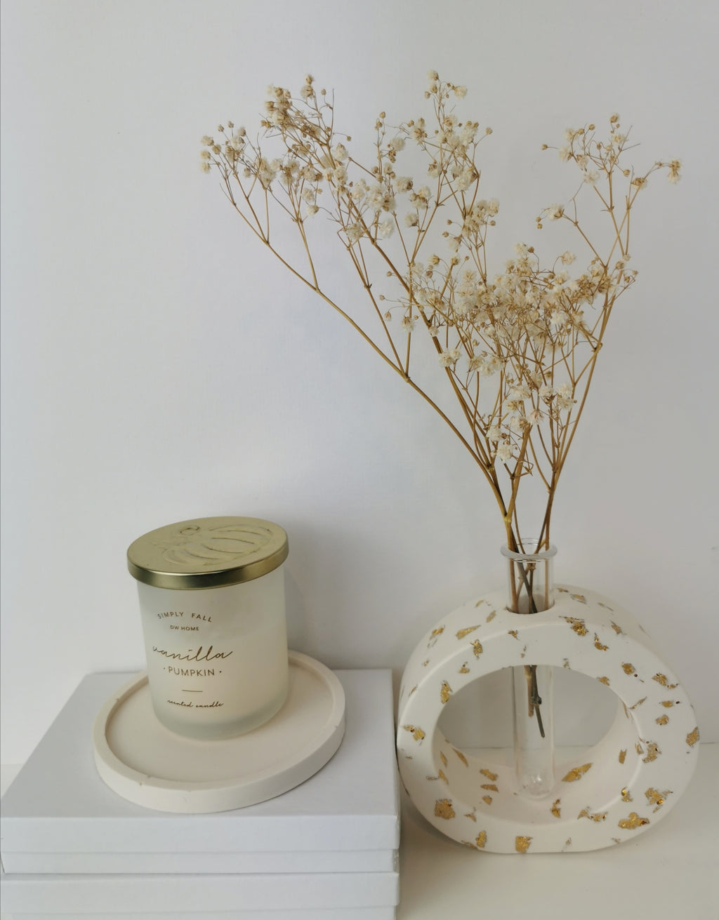 Luxury Gift Set — Vase, Oval Tray & Shell Tray (Gold Leaf)
