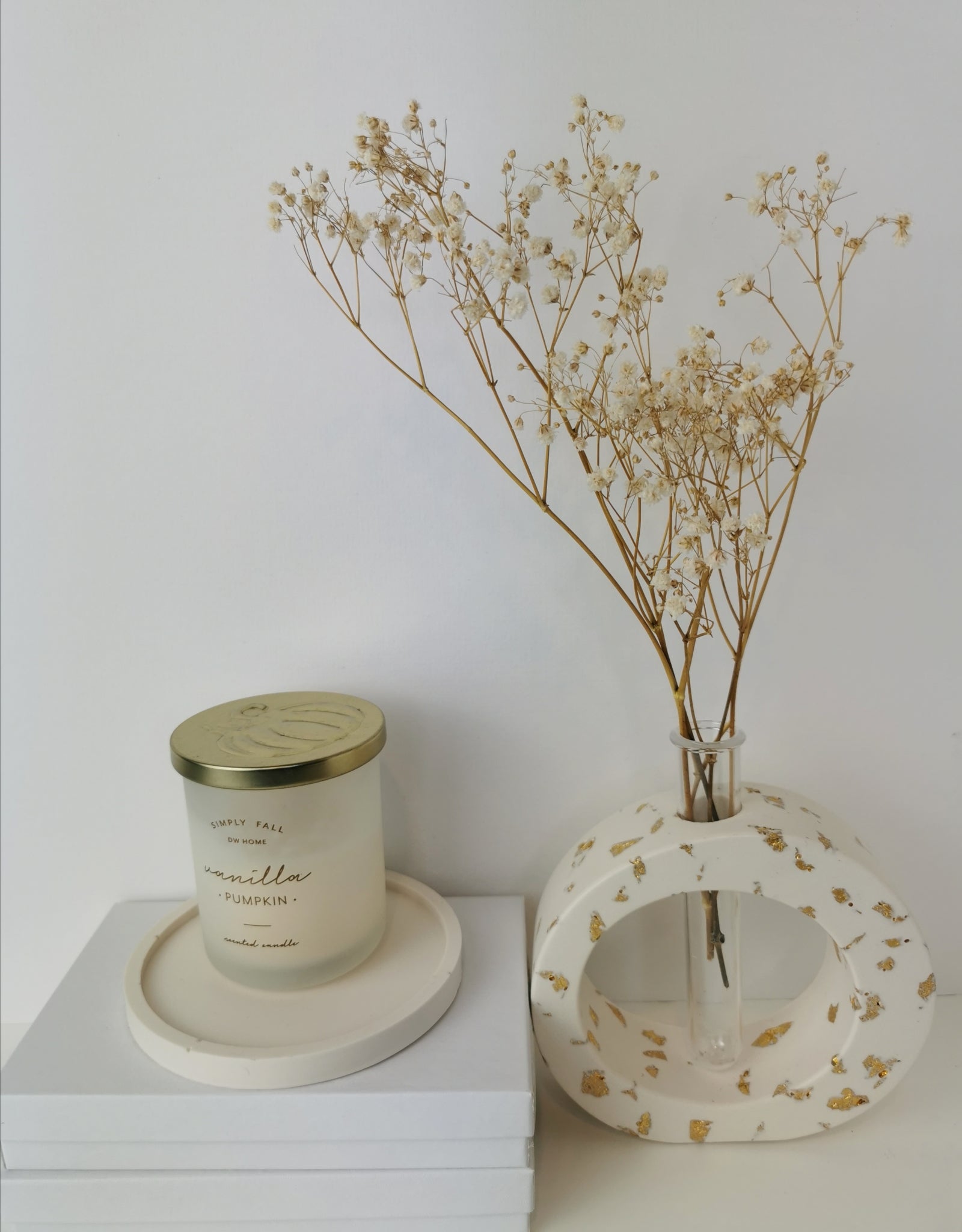 Luxury Gift Set — Vase, Oval Tray & Shell Tray (Gold Leaf)