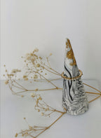 Cone-Shaped Ring Holder — Black Marble & Gold Leaf
