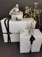 Cone-Shaped Ring Holder — Black Marble & Gold Leaf