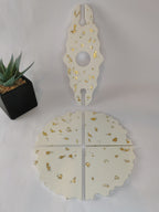 Wine Holder Set —  Wine holder & Triangle Coasters (Gold Leaf)