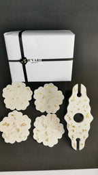 Luxury Hosting Gift Set - Wine Holder & Flower Coasters (Gold Leaf)
