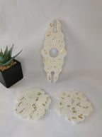 Wine Holder Set - Wine holder & Flower Coasters (Gold Leaf)
