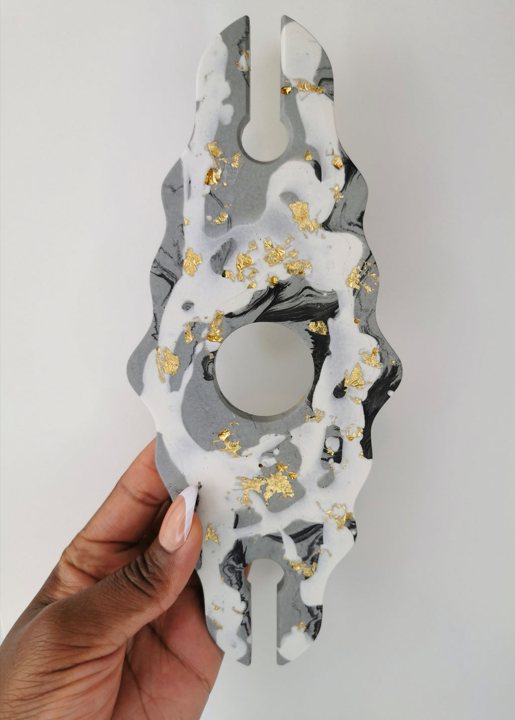Wine Holder Set — Wine Holder & Triangle Coasters (Marble & Gold)