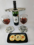 Wine Holder Set — Wine Holder & Flower Coasters ( Marble & Gold )