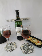 Wine Holder Set — Wine Holder & Flower Coasters ( Marble & Gold )