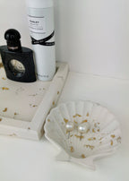 Luxury Gift Set — Vase, Oval Tray & Shell Tray (Gold Leaf)