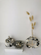 Shell Trinket Tray — Black/Grey Marble & Gold Leaf