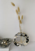 Shell Trinket Tray — Black/Grey Marble & Gold Leaf