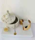 Ribbed Storage Jar & Lid - Gold Leaf