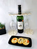 Luxury Hosting Gift Set - Wine Holder & Flower Coasters (Gold Leaf)