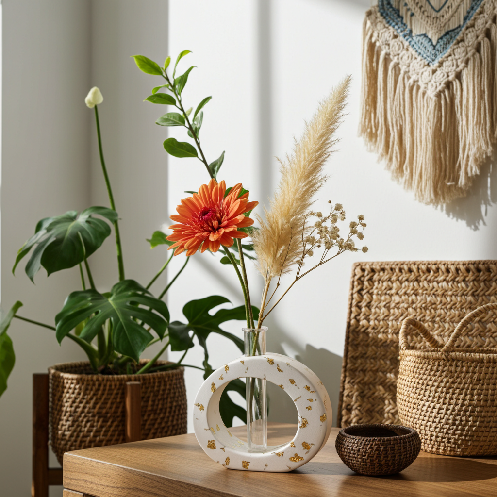 Vase with Propagation Tube — Gold Leaf