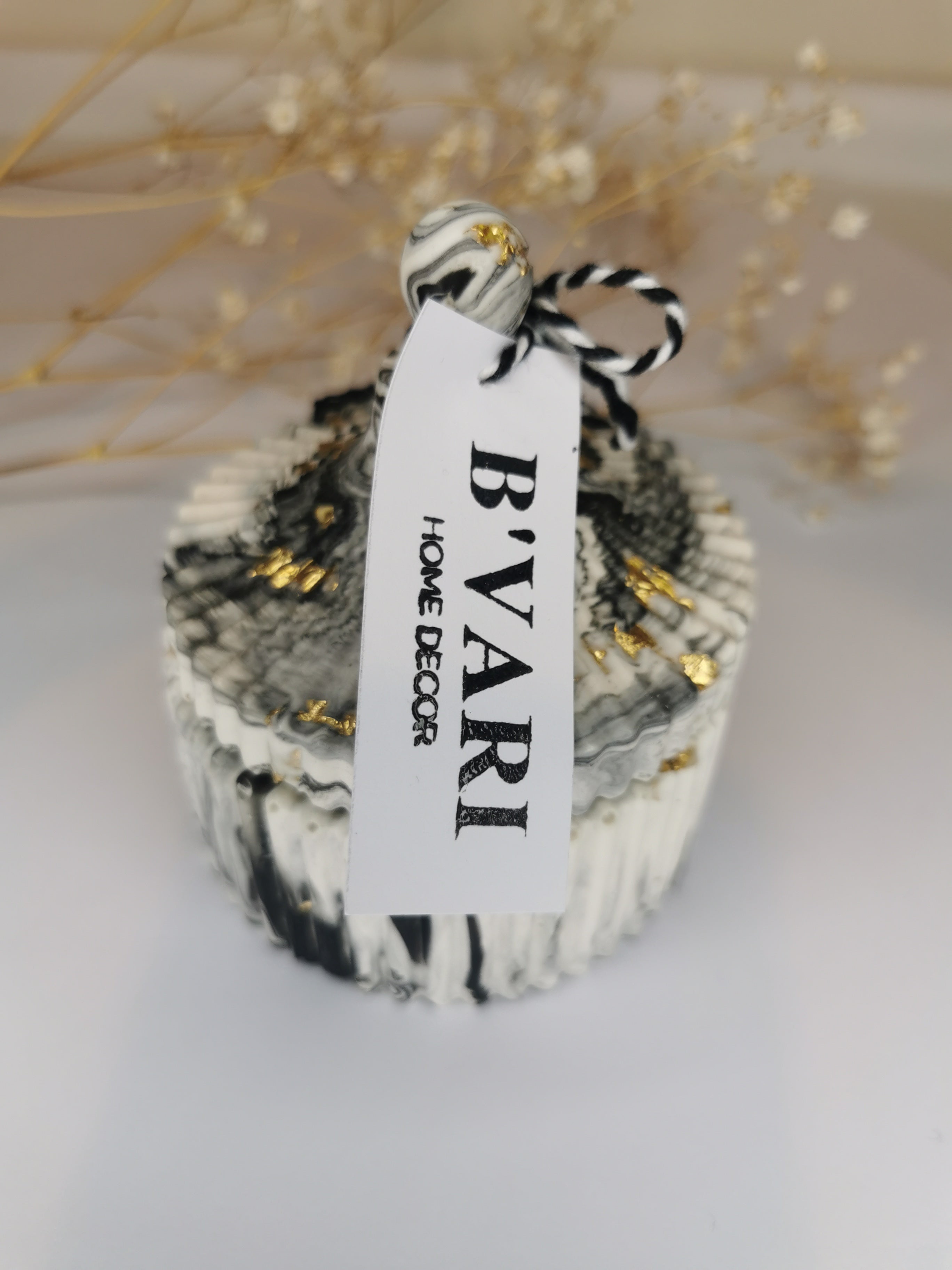 Black Marble  Ribbed Jar & Lid