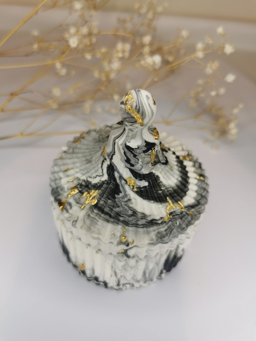 Luxury Gift Set — Large Marble Vanity Tray & Carousel Ribbed Jar