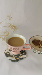 Flower Coasters — 4 Black Marble & Gold Leaf