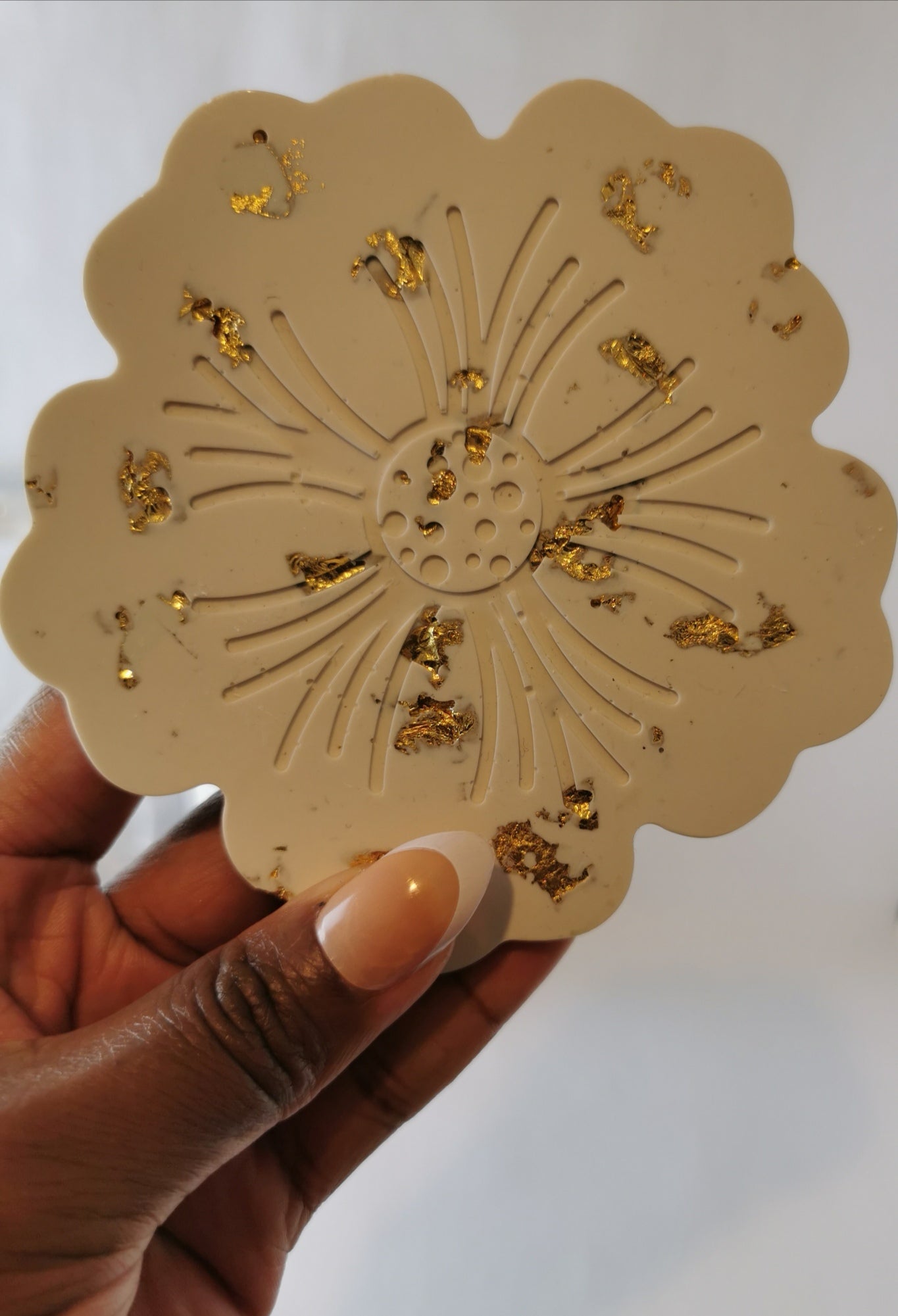 Wine Holder Set - Wine holder & Flower Coasters (Gold Leaf)