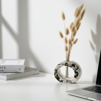 Black Marble Vase with Propagation Tube —  Marble & Gold Leaf