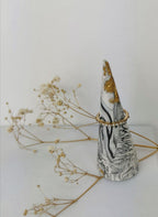 Cone-Shaped Ring Holder — Black Marble & Gold Leaf