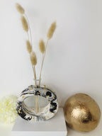 Black Marble Vase with Propagation Tube —  Marble & Gold Leaf