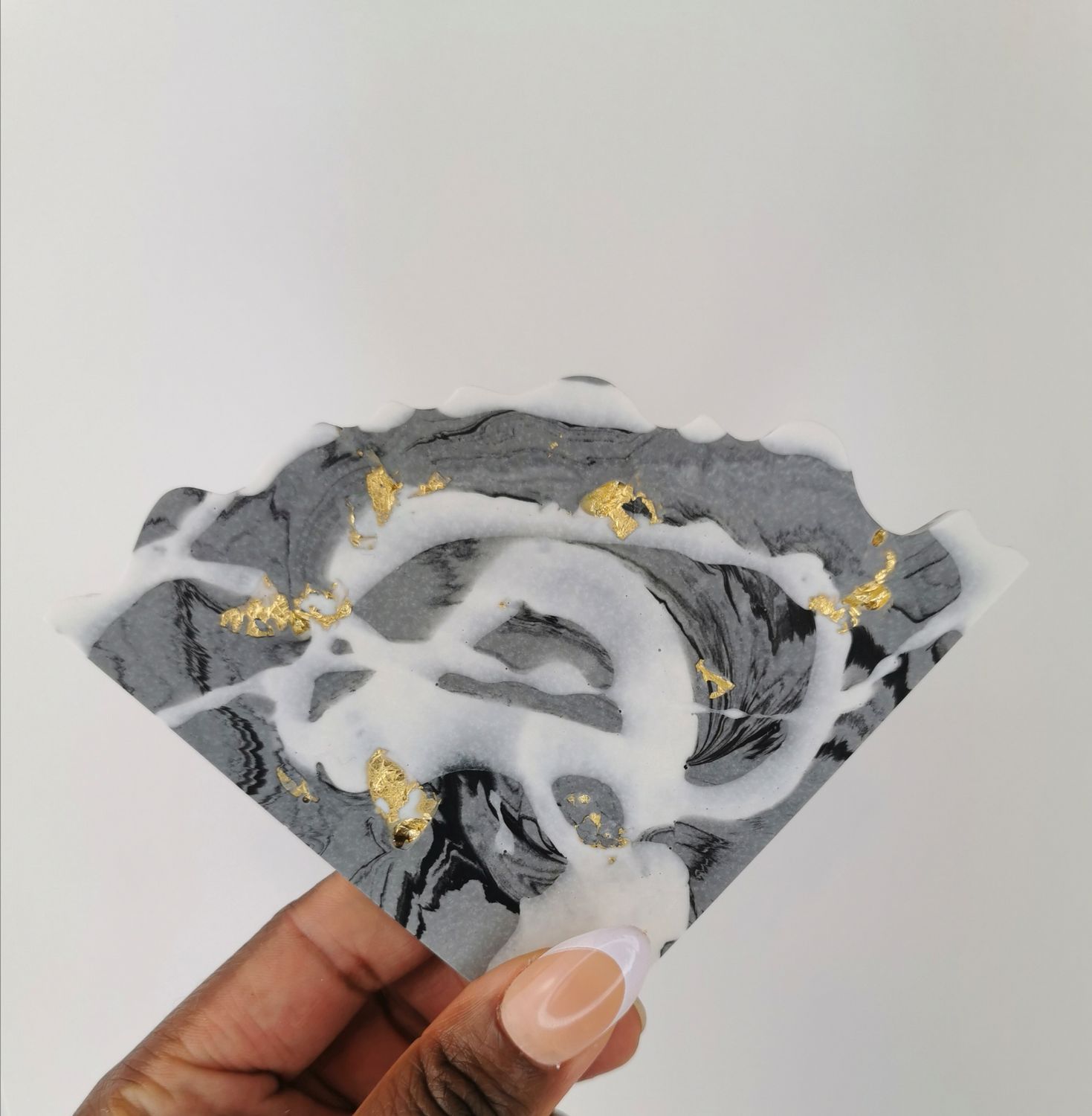 Triangle Coasters — Black Marble & Gold Leaf